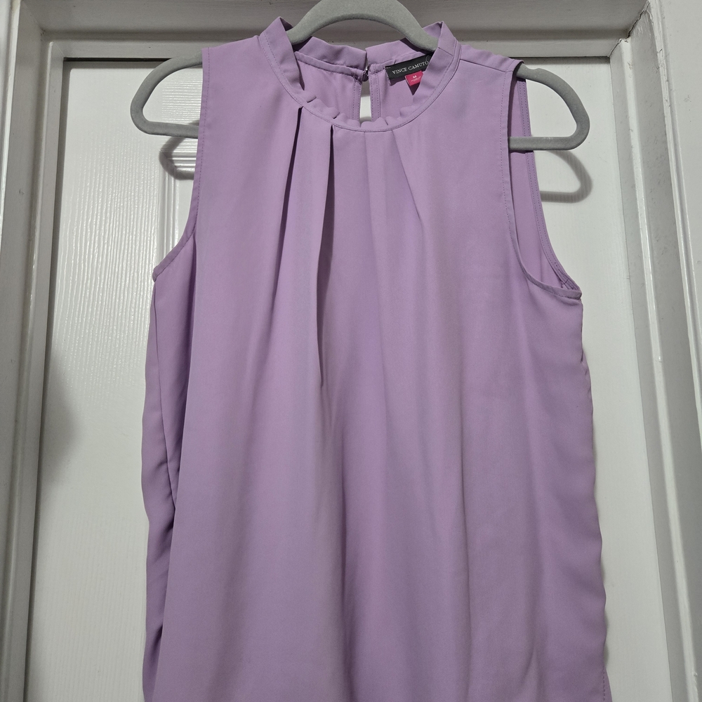 Purple Pleated Sleeveless Blouse - Vince Camuto